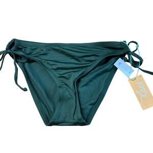 Kona Sol Women's Dark Green Keyhole Side Tie Hipster Bikini Bottom - Small - NWT